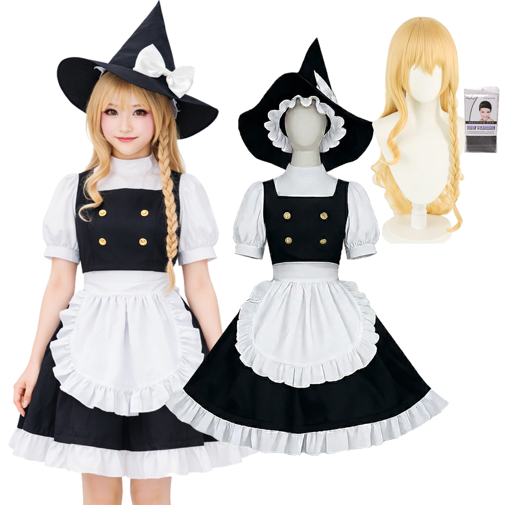 ウィッグ付き 東方　霧雨魔理沙 コスプレ レディース ワンピース