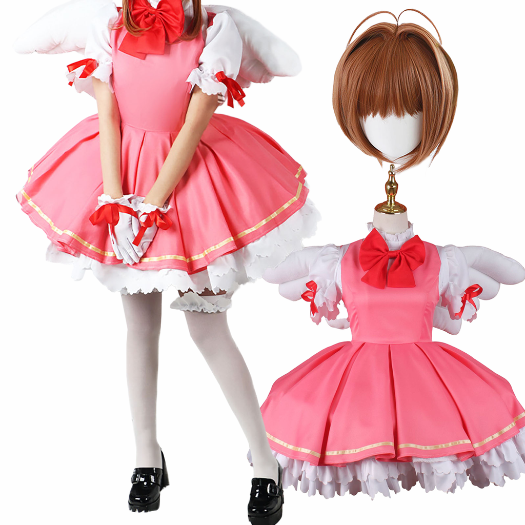 カードキャプターさくら コスプレ衣装 ウィッグ付き8点セット クロウカード編