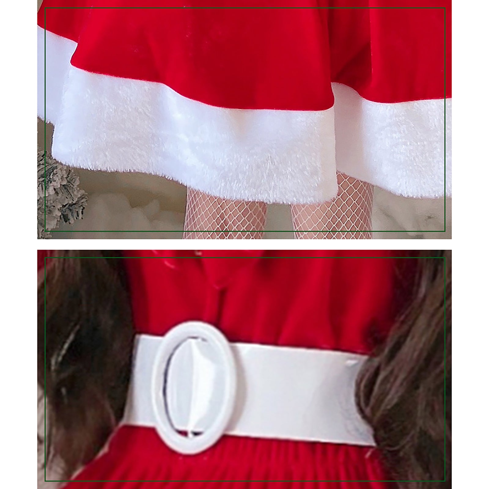 クリスマス サンタ コスプレ ワンピース レディース 長袖 Vネック うさ耳付き Mサイズ 衣装セット