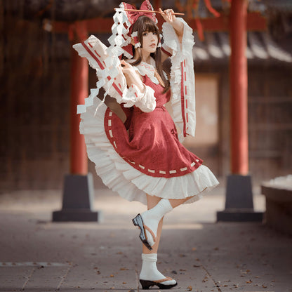 博麗霊夢 コスプレ アニメ ハロウィン レディース ロリータ 巫女