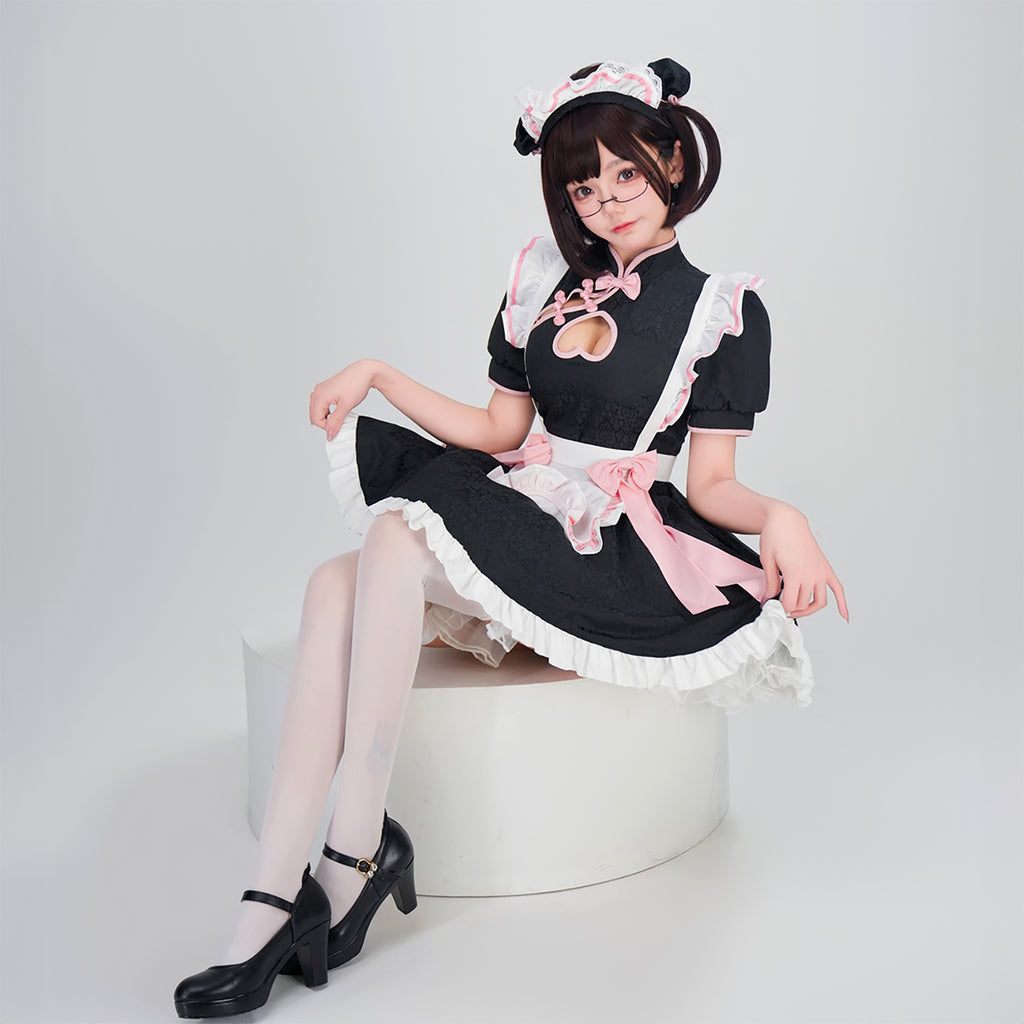 ハロウィン チャイナドレス メイド服 コスプレ レディース ミニ丈ワンピース