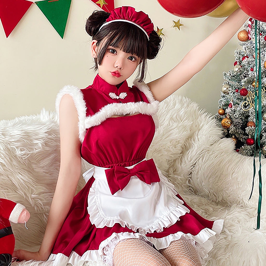 ノースリーブ サンタコス メイド風デザイン コスチューム