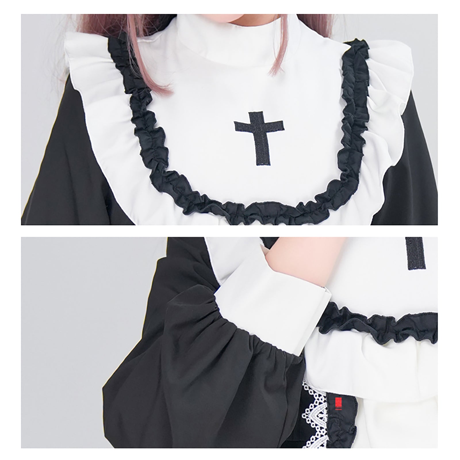 ハロウィン メイドコスチューム ２色 仮装 レディース 眼帯 メイド 黒 水色