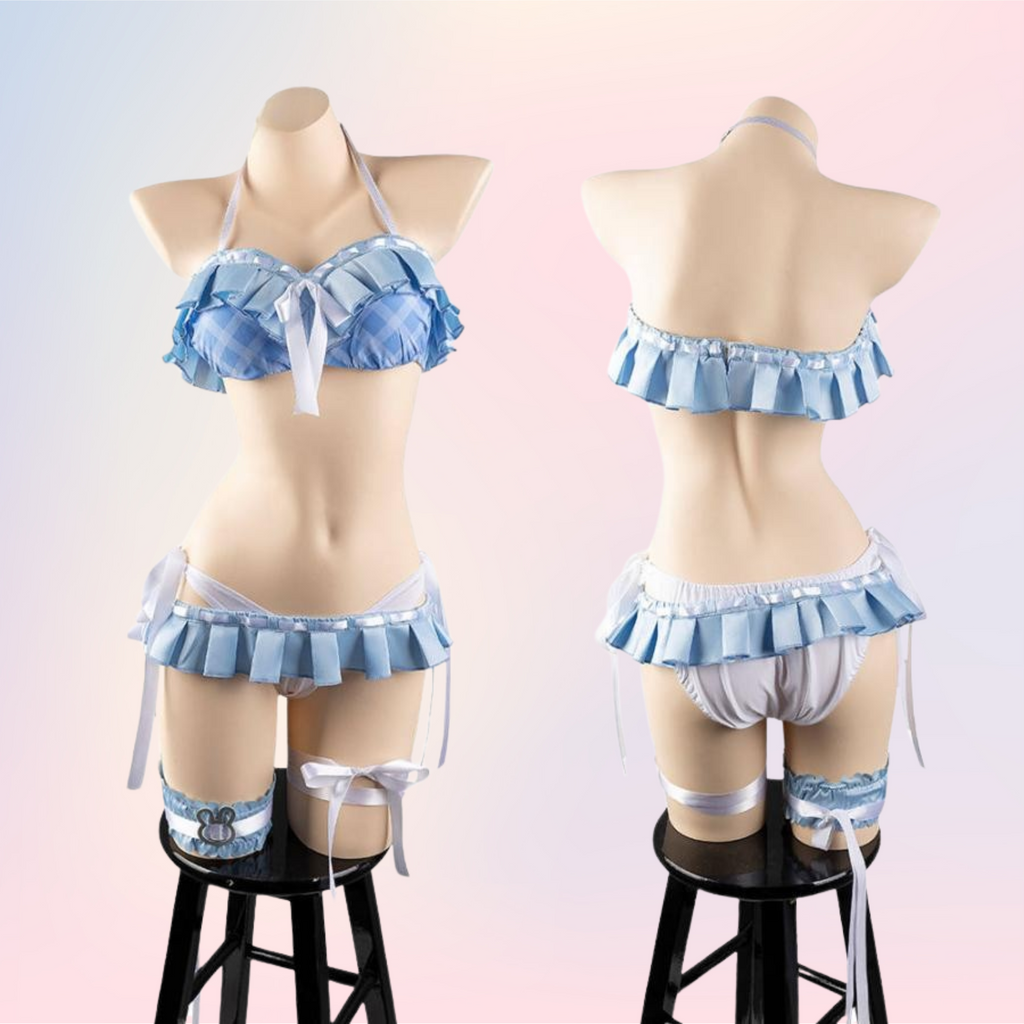 兎田ぺこら コスプレ衣装 水着 チェックフリル