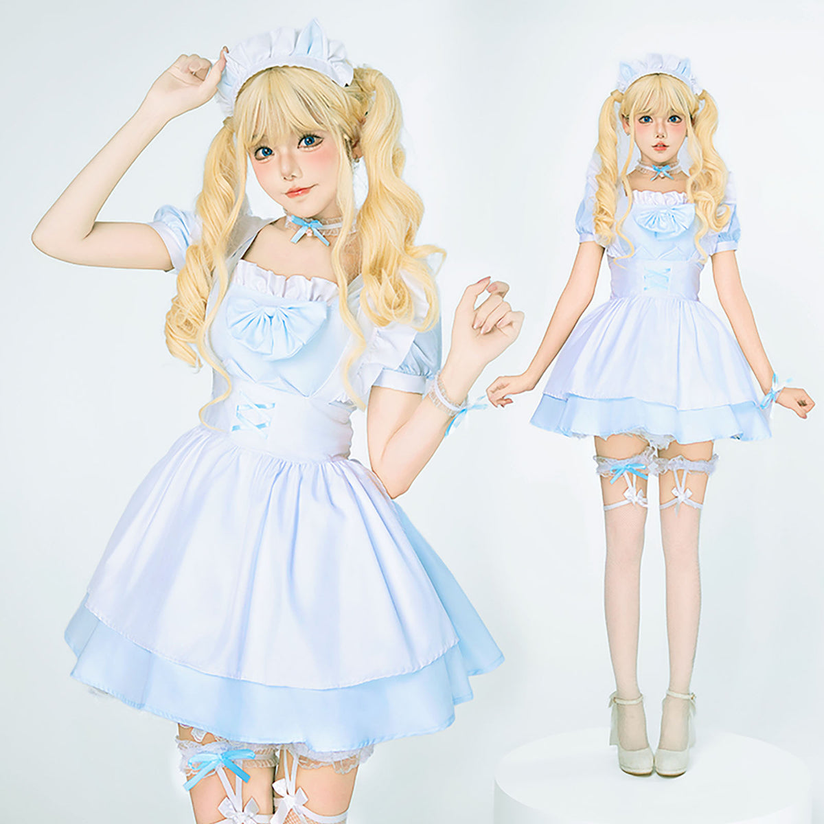 ロリータ風 メイドコスプレ ワンピース ドレス　文化祭