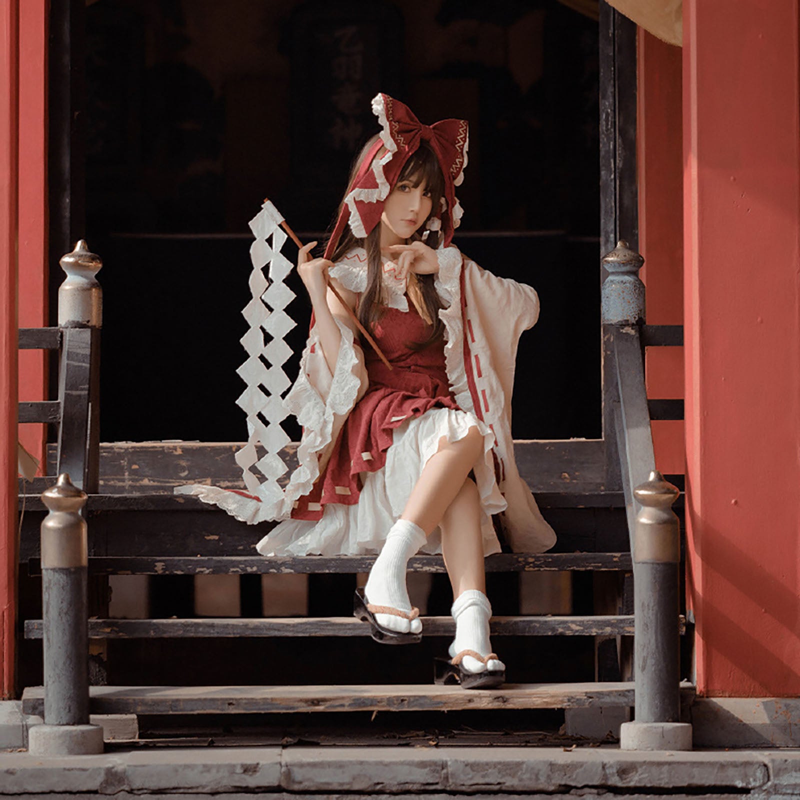 東方Project 博麗霊夢 巫女 コスプレ 衣装セット ハロウィン レディース ロリータ 