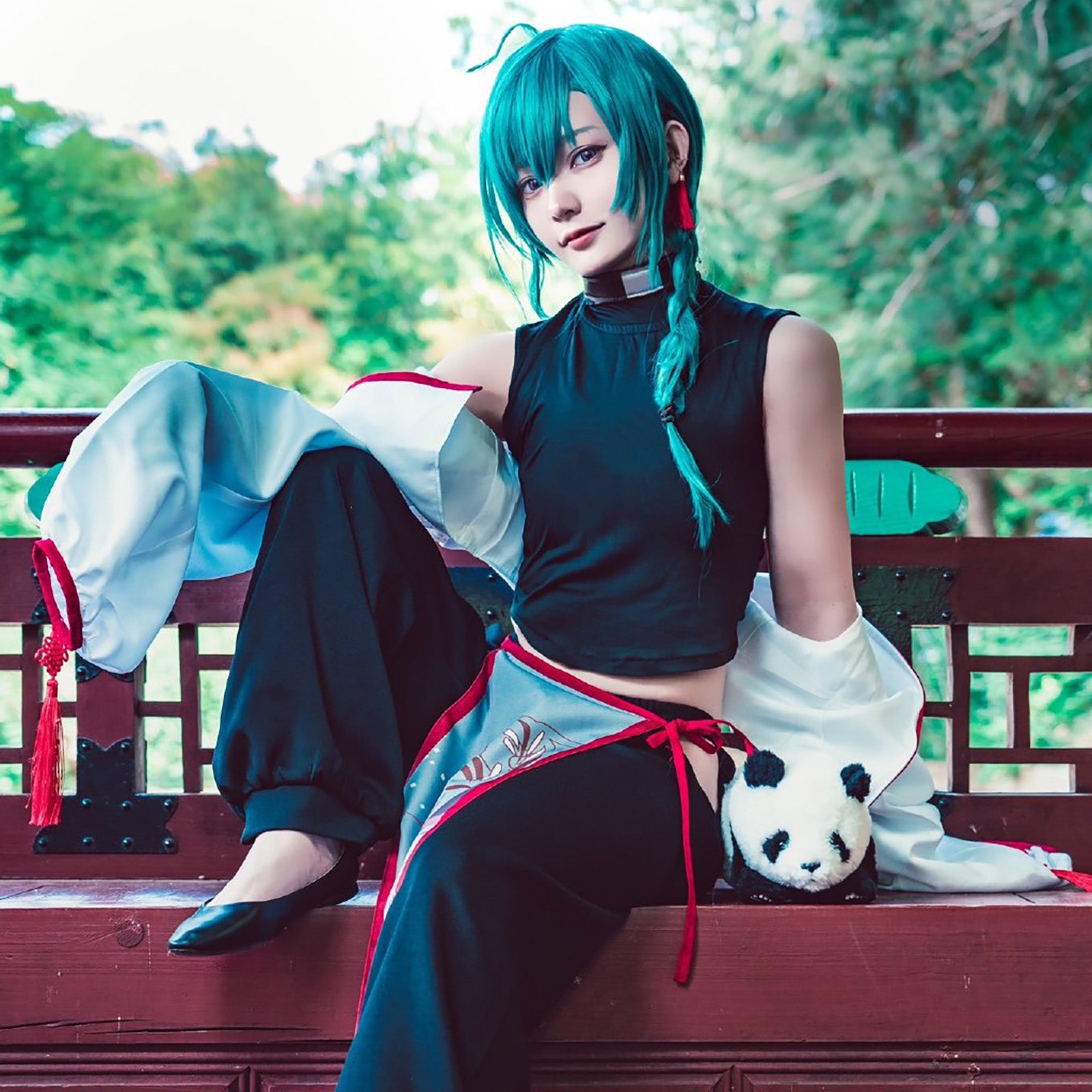 にじさんじ 緑仙 チャイナ服 コスプレ 全身 パンツスタイル