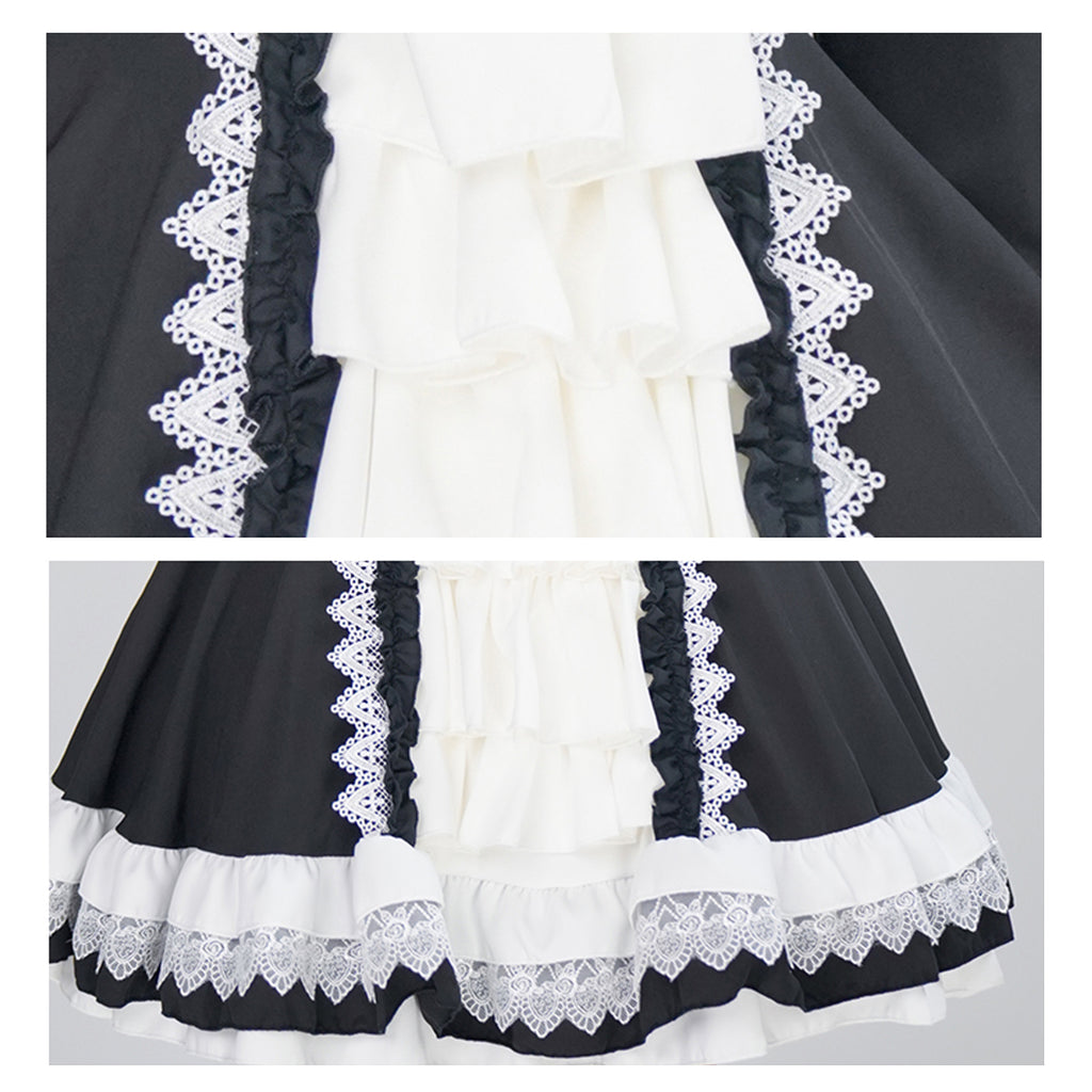 ハロウィン メイドコスチューム ２色 仮装 レディース 眼帯 メイド 黒 水色