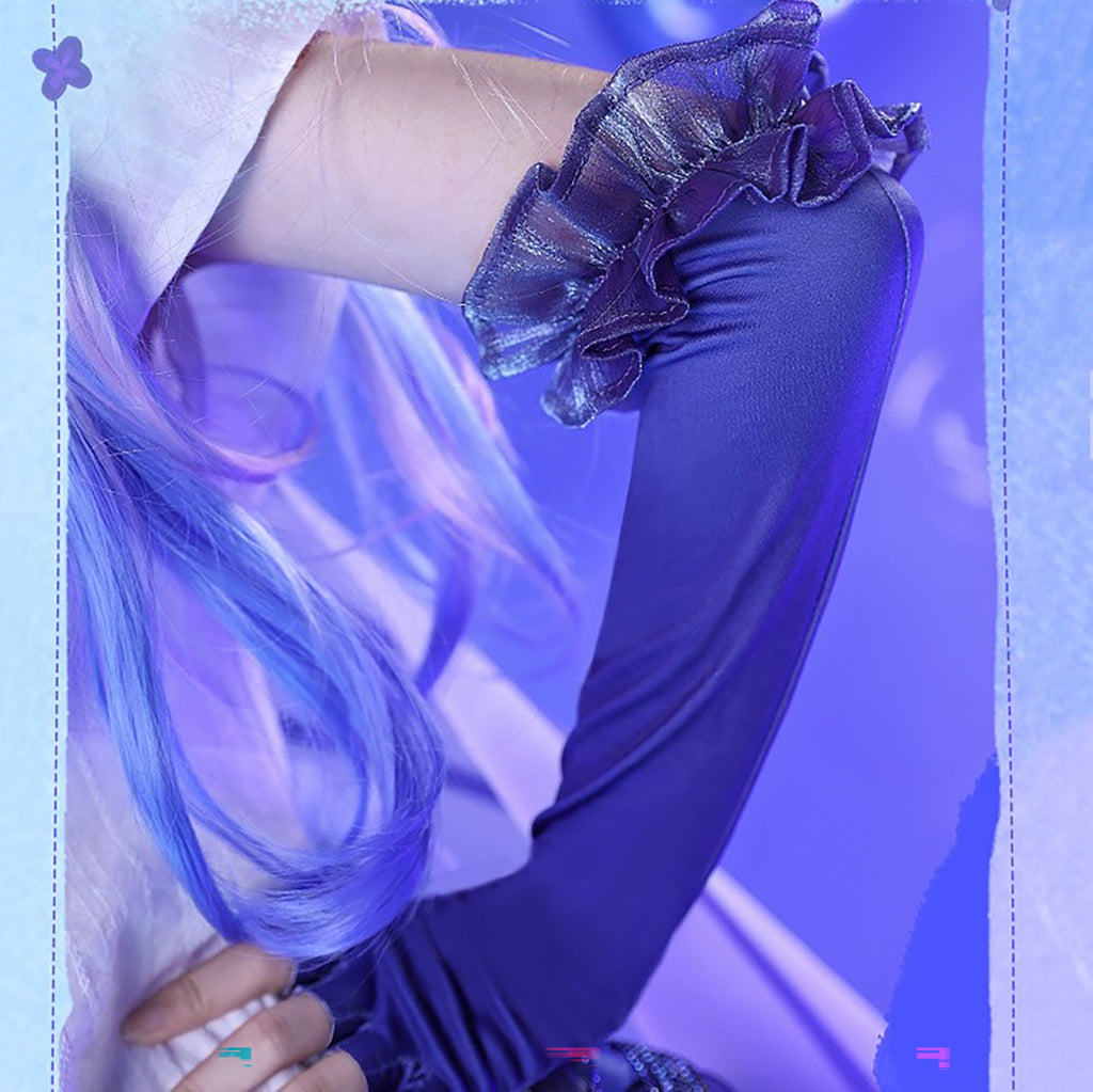 初音ミク コスプレ ワンピース ボーカロイド レディース 紫 ブルーベリー　アームカバー