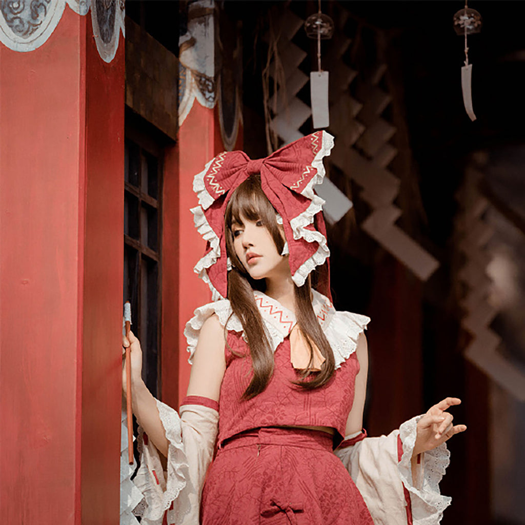 東方Project 博麗霊夢 巫女 コスプレ 衣装セット ハロウィン レディース ロリータ 