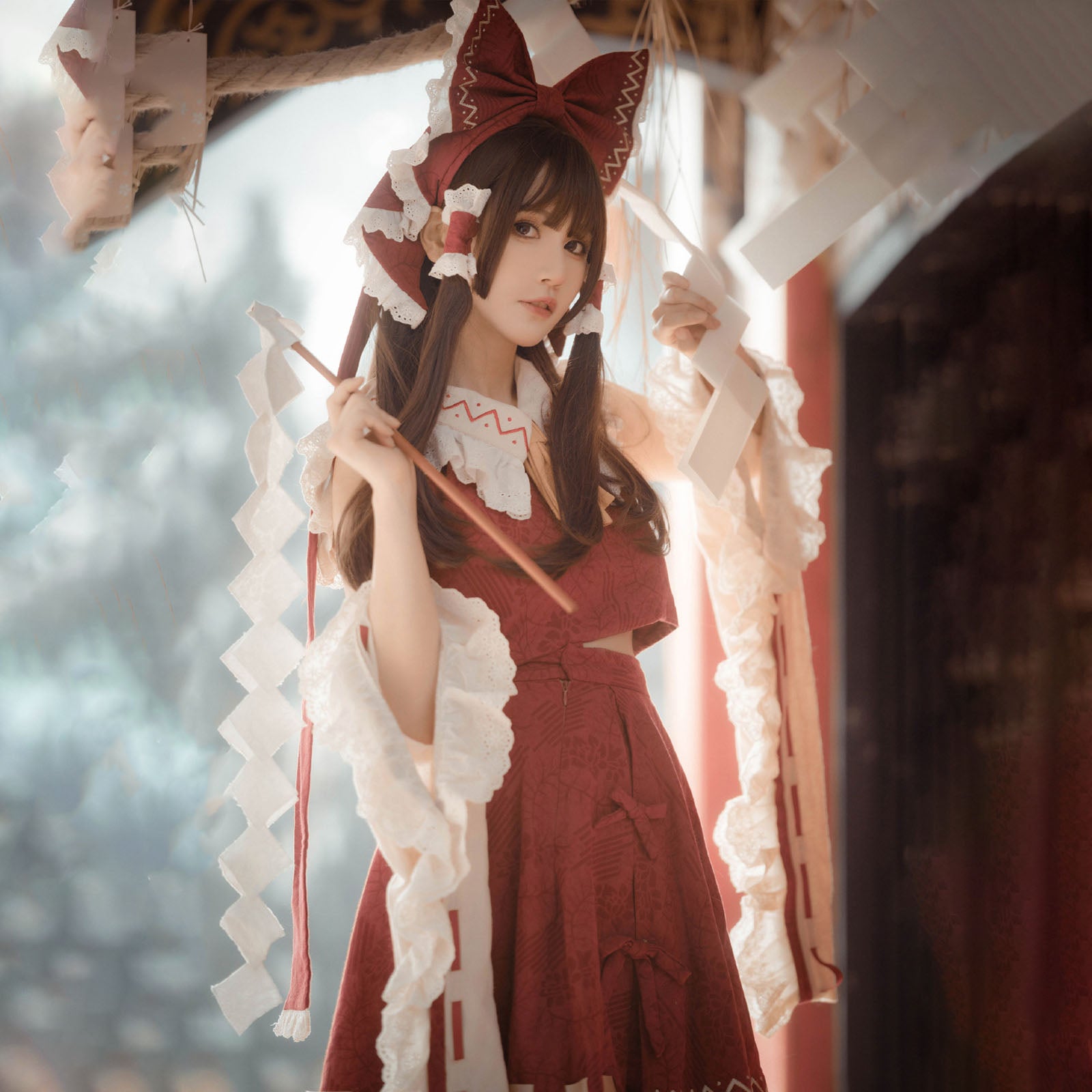 東方Project 博麗霊夢 巫女 コスプレ 衣装セット ハロウィン レディース ロリータ 