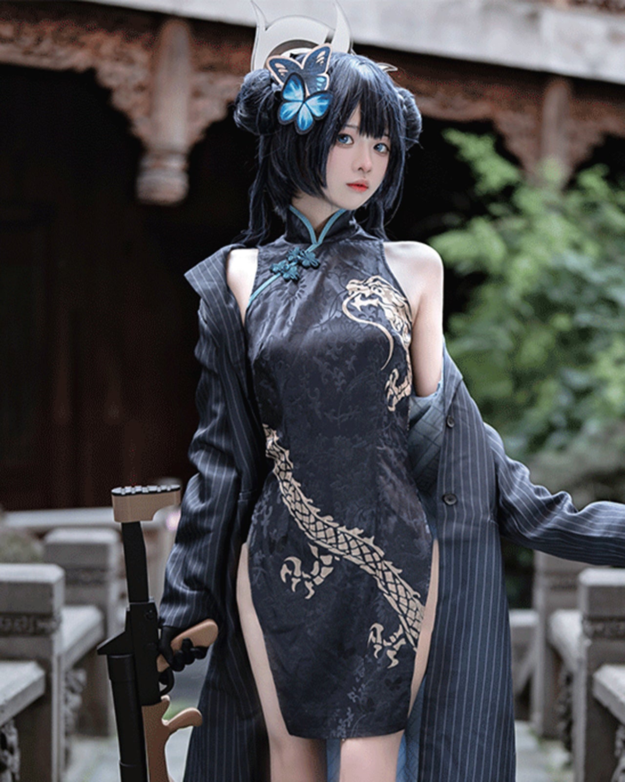 ブルーアーカイブ 竜華キサキ コスプレ衣装セット チャイナドレス ロングジャケット コスチューム　