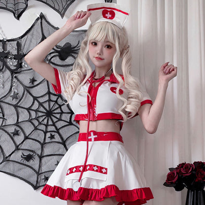 ハロウィン ナース コスプレ衣装 看護師 ホワイト 即納 (L)