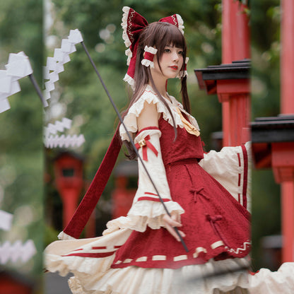 博麗霊夢 コスプレ アニメ ハロウィン レディース ロリータ 巫女
