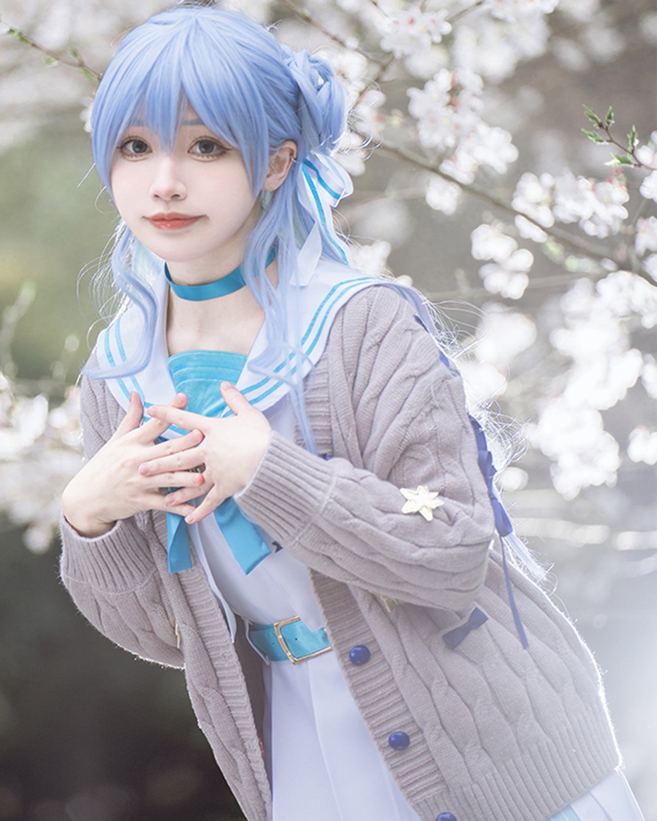 星街すいせい セーラー服 コスプレ 衣装　白　ネイビー