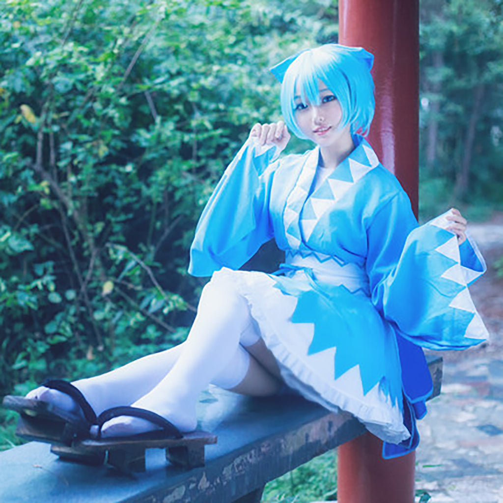 東方project 東方紅魔郷  チルノ 風 コスプレ 衣装  ウィッグ付き★  仮装 コスチューム