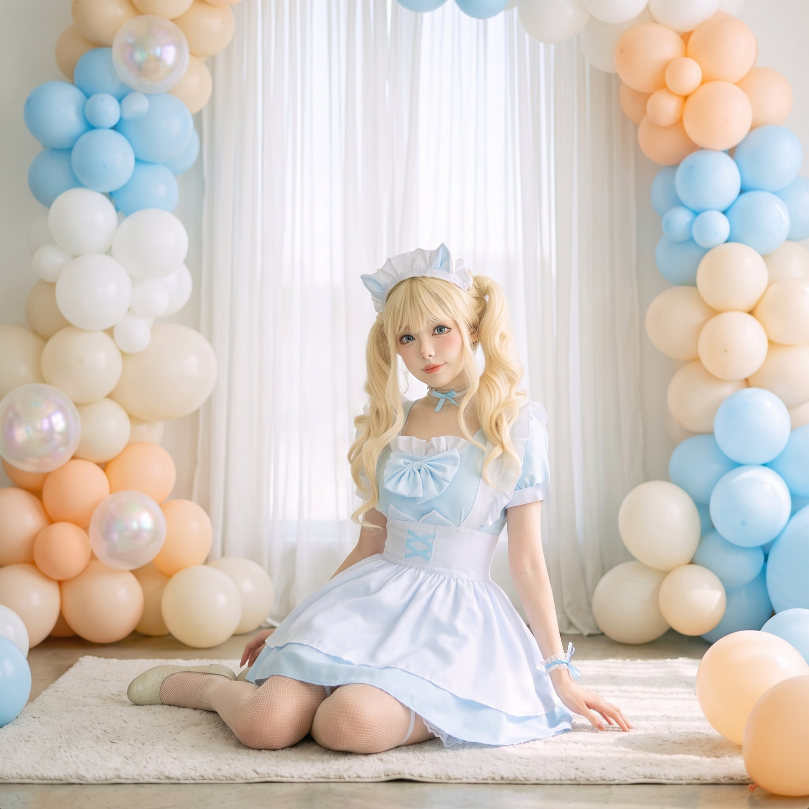 水色 メイド服 コスプレ レディース ハロウィン