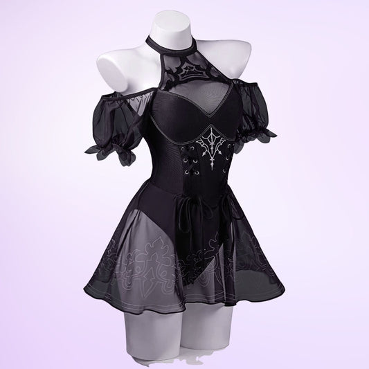 NieR：Automata ニーアオートマタ 2B コスプレ 水着 パフスリーブ