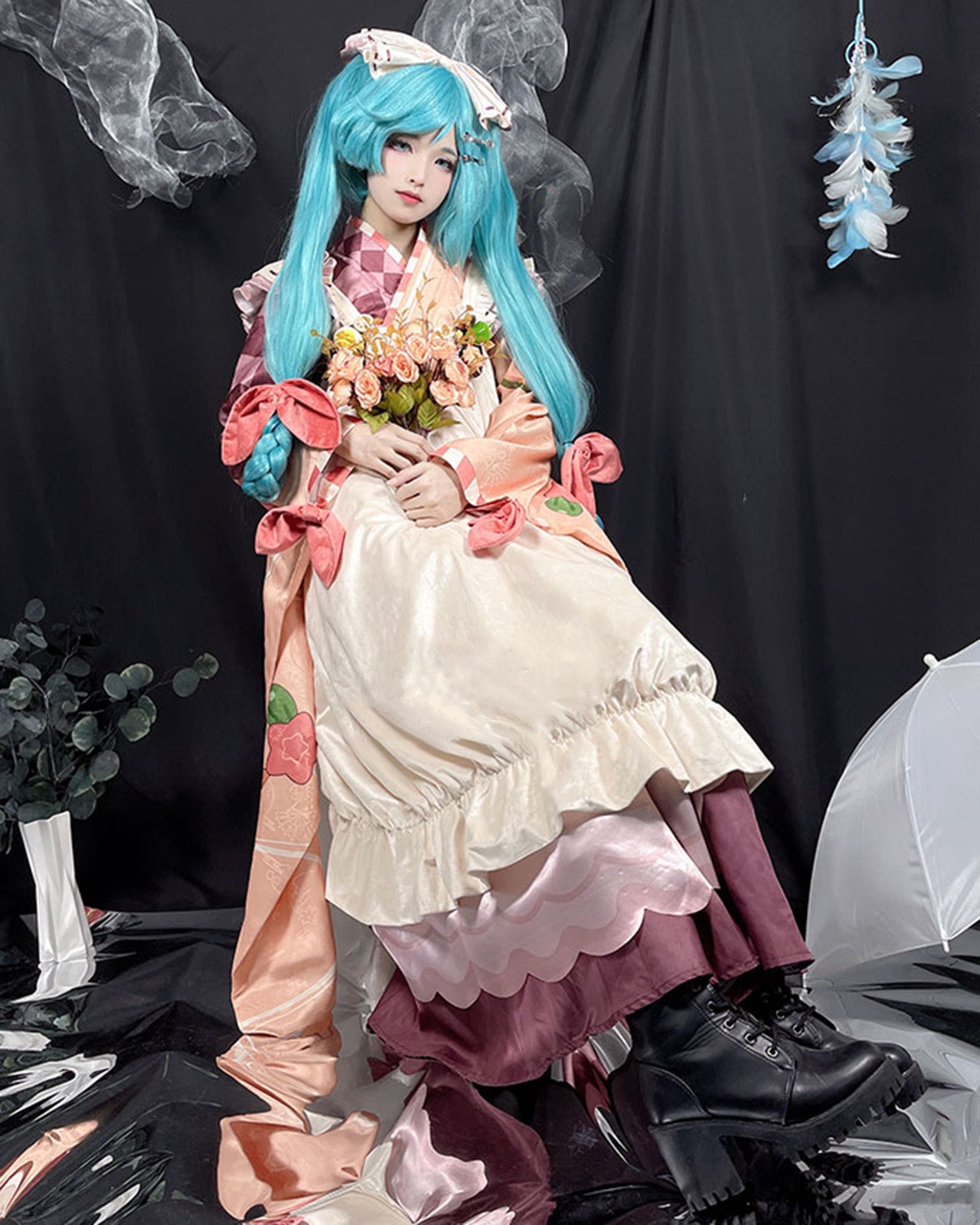 初音ミク 和装 袴 雪ミク2024 コスチューム  コスプレ衣装