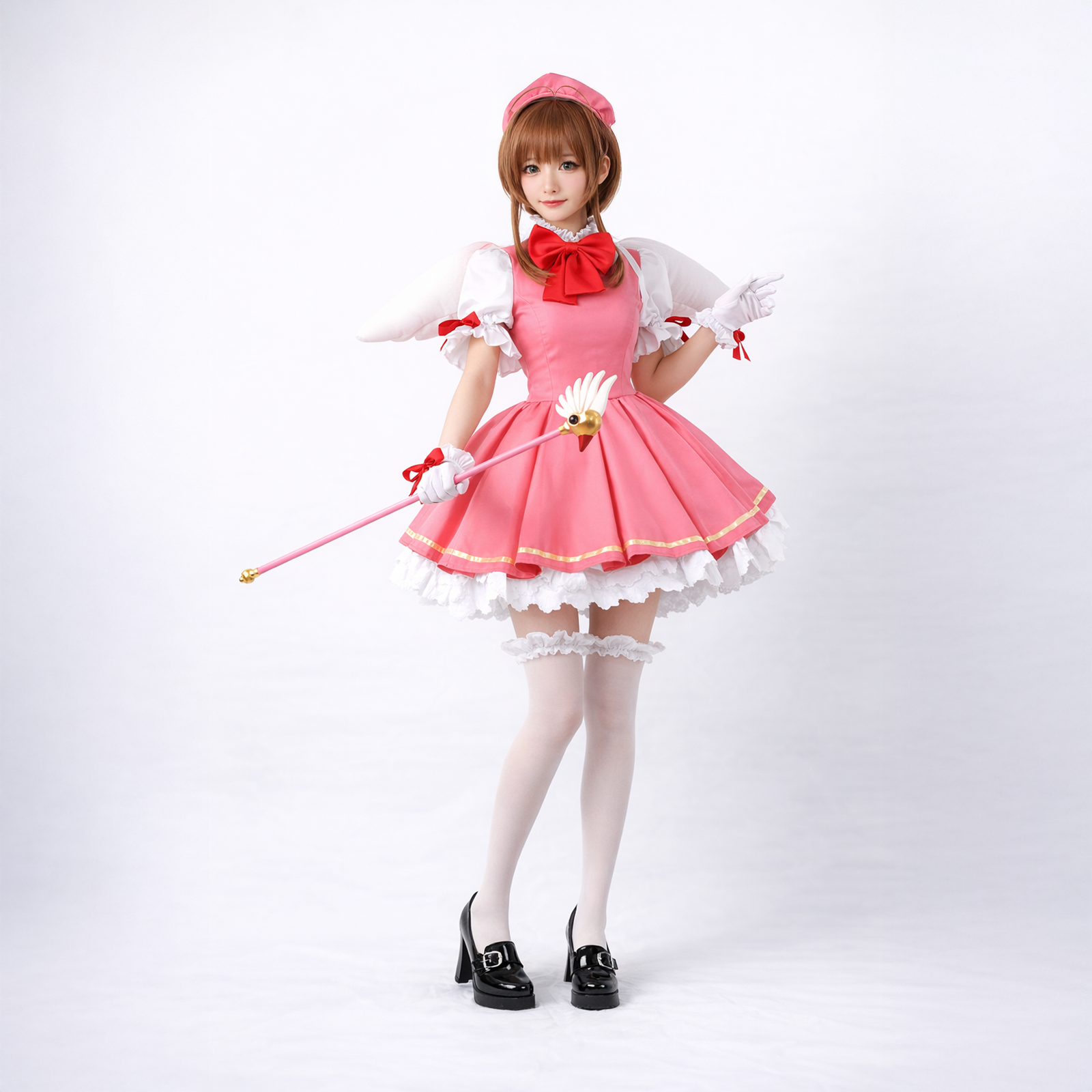 カードキャプター さくら コスプレ衣装 ウィッグ付き　フルセット　CARDCAPTOR SAKURA