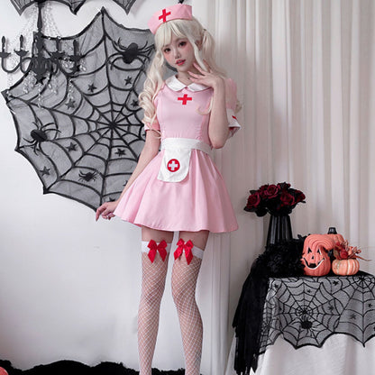 ナース コスプレ衣装 ピンク ワンピース ハロウィン レディース