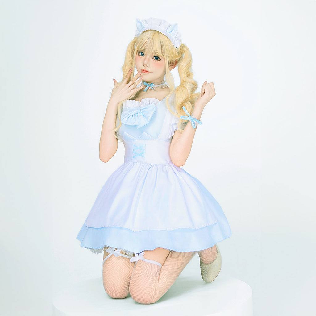 ハロウィン コスプレ 仮装 レディース ロリータ メイド 半袖 水色