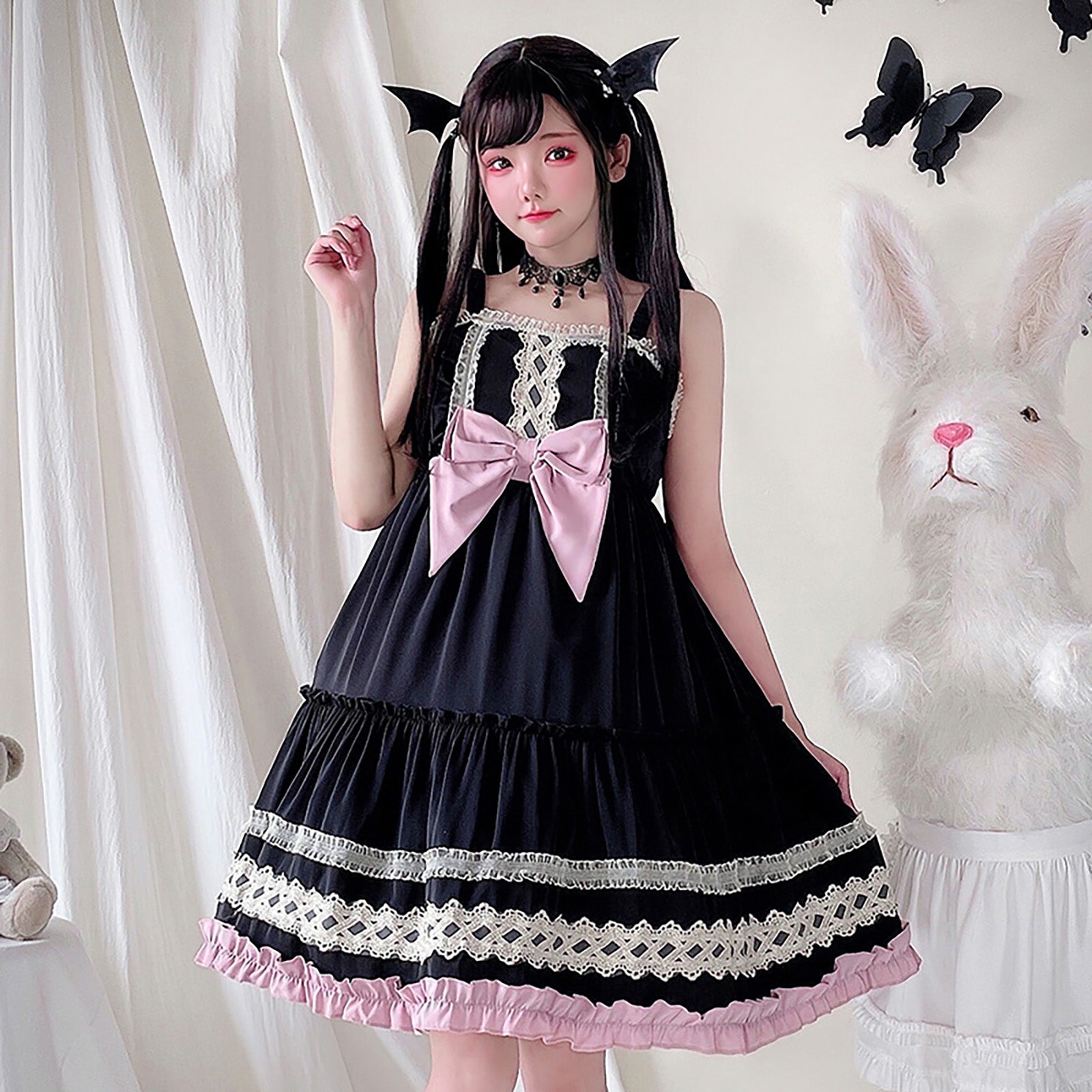 ハロウィン コスプレ 仮装 ワンピース 小悪魔 リボン ブラック