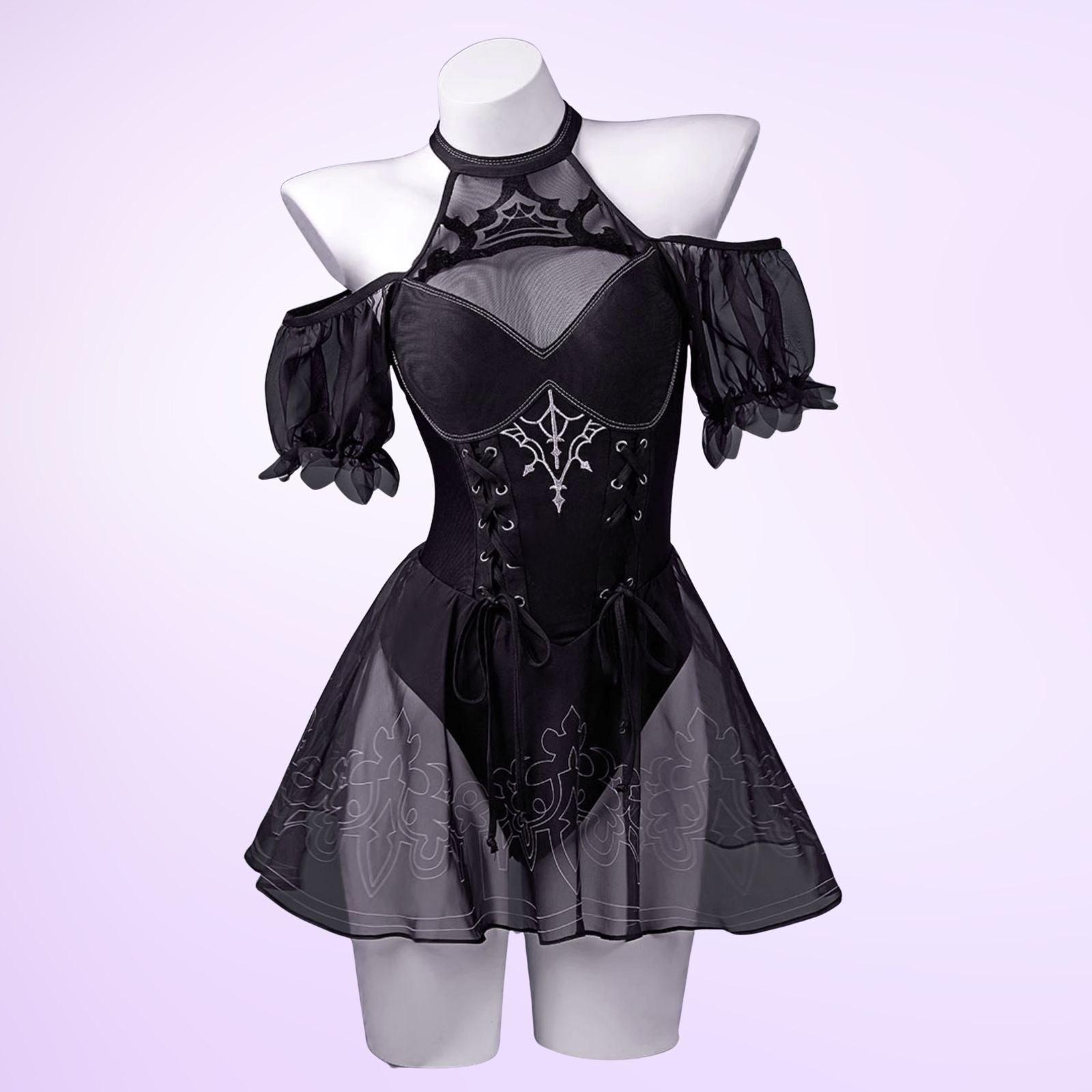 NieR:Automata ニーアオートマタ 2B コスプレ 水着 パフスリーブ 衣装 全身画像