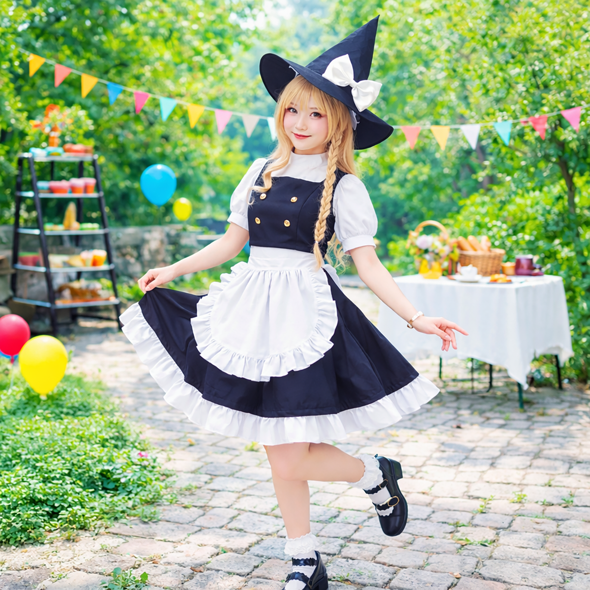 ウィッグ付き 東方　霧雨魔理沙 コスプレ レディース ワンピース