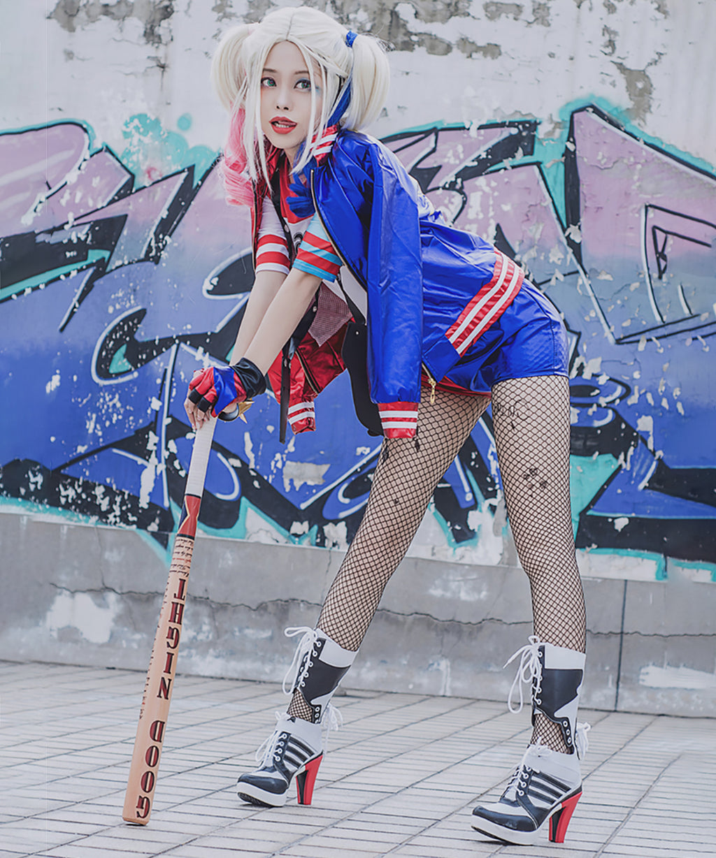 スーサイドスクワッド ハーレイ・クイン風 コスプレ ハロウィン 衣装 ウィッグ付きフルセット 即納