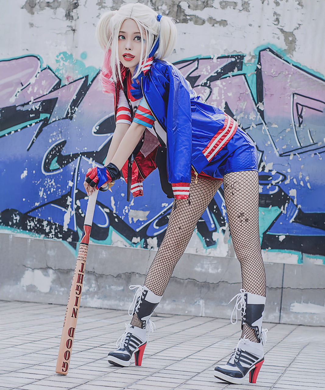 スーサイドスクワッド ハーレイ・クイン風 コスプレ ハロウィン 衣装 ウィッグ付きフルセット 即納