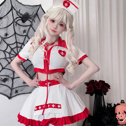ハロウィン ナース コスプレ衣装 看護師 ホワイト 即納 (L)