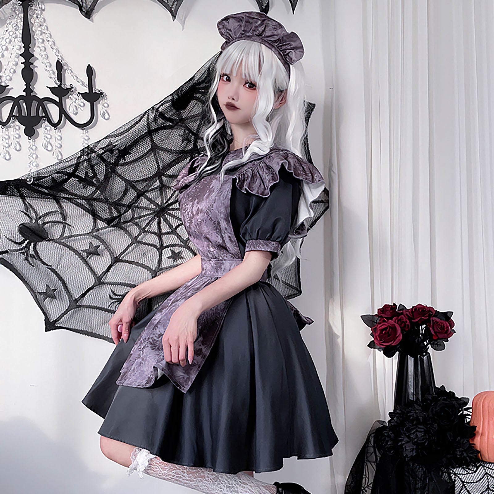 ダークメイド コスプレ 衣装 レディース ゴシック ハロウィン ワンピース M/L/XL