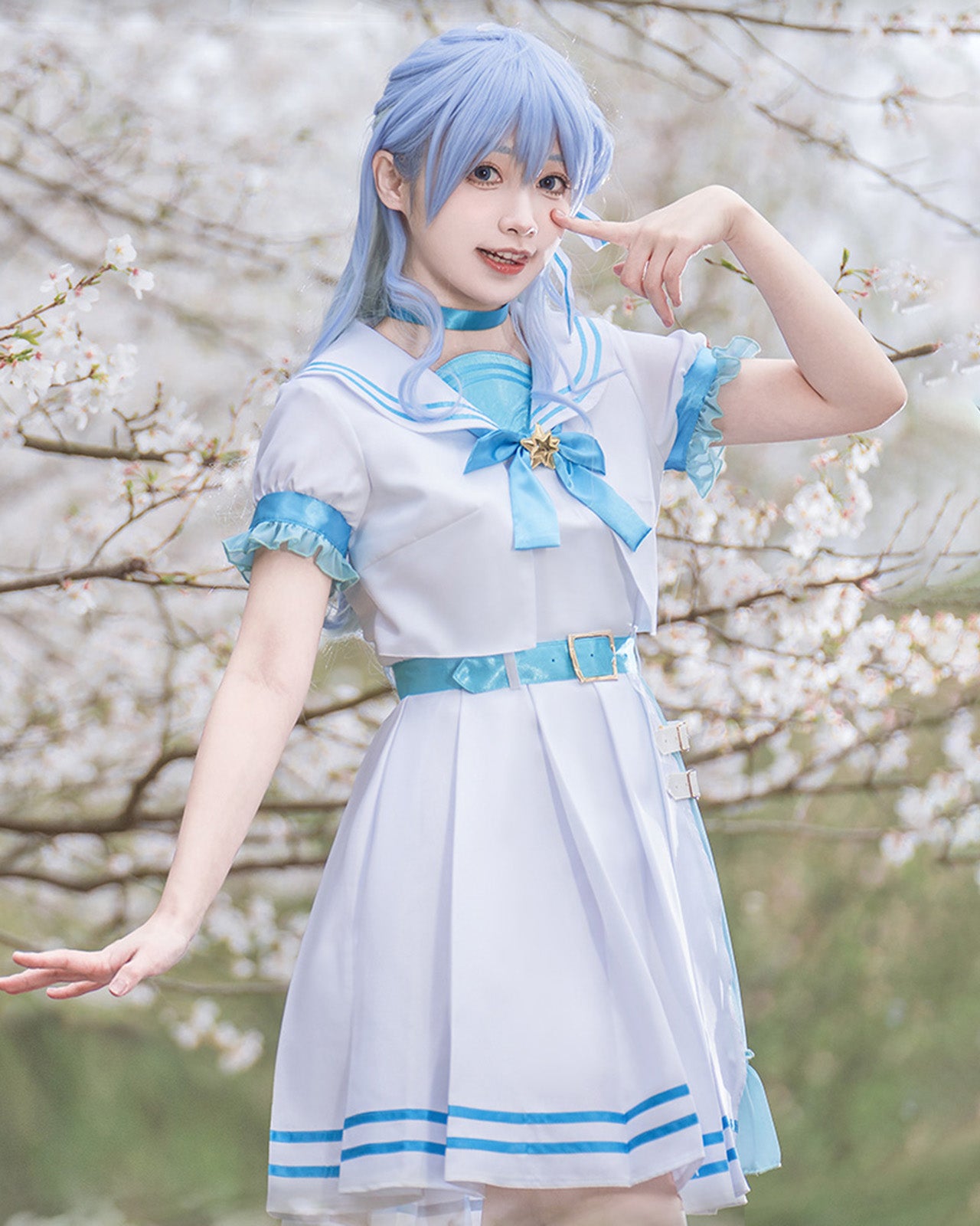 星街すいせい セーラー服 コスプレ 衣装　白　ネイビー