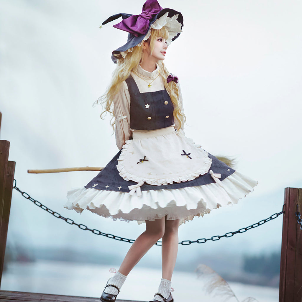 魔女風 コスプレ衣装 スカートとエプロンセット　東方　魔理沙