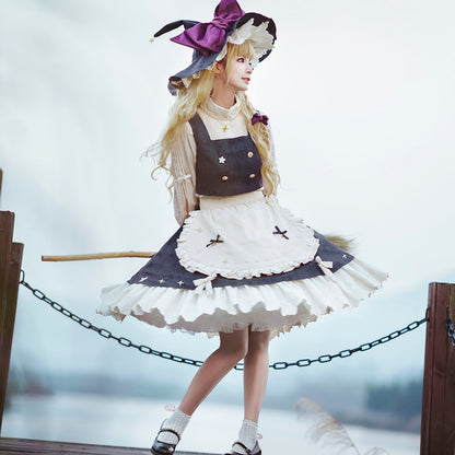 霧雨 魔理沙風 コスプレ ワンピース 衣装 ハロウィン レディース 魔女 大人用 即納 高品質