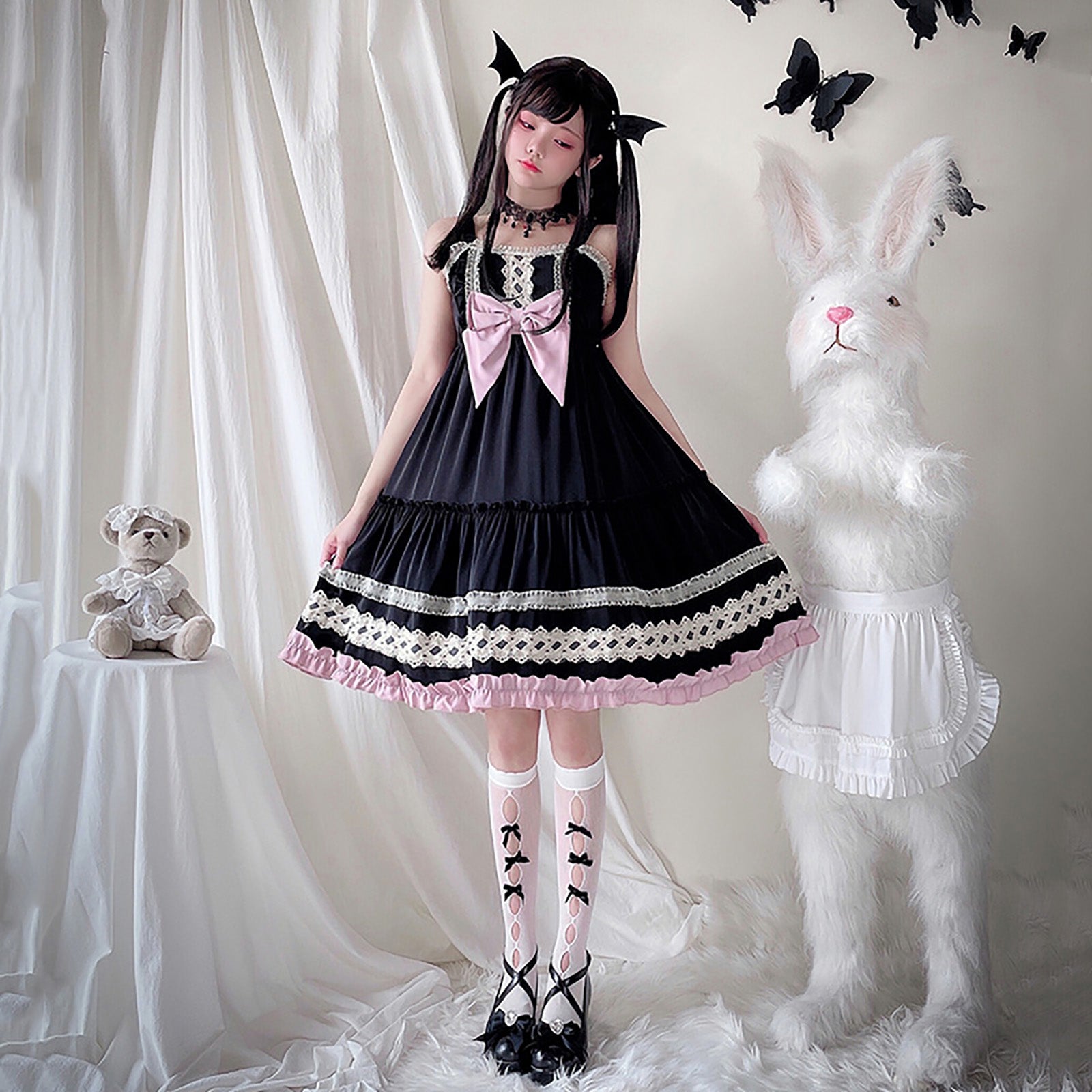 ハロウィン コスプレ 仮装 ワンピース 小悪魔 リボン ブラック