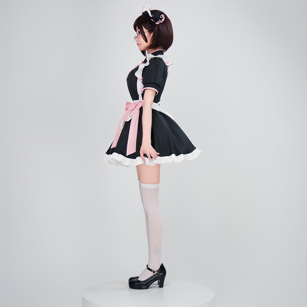 ミニ丈 チャイナドレス風 メイド服 コスプレ 横