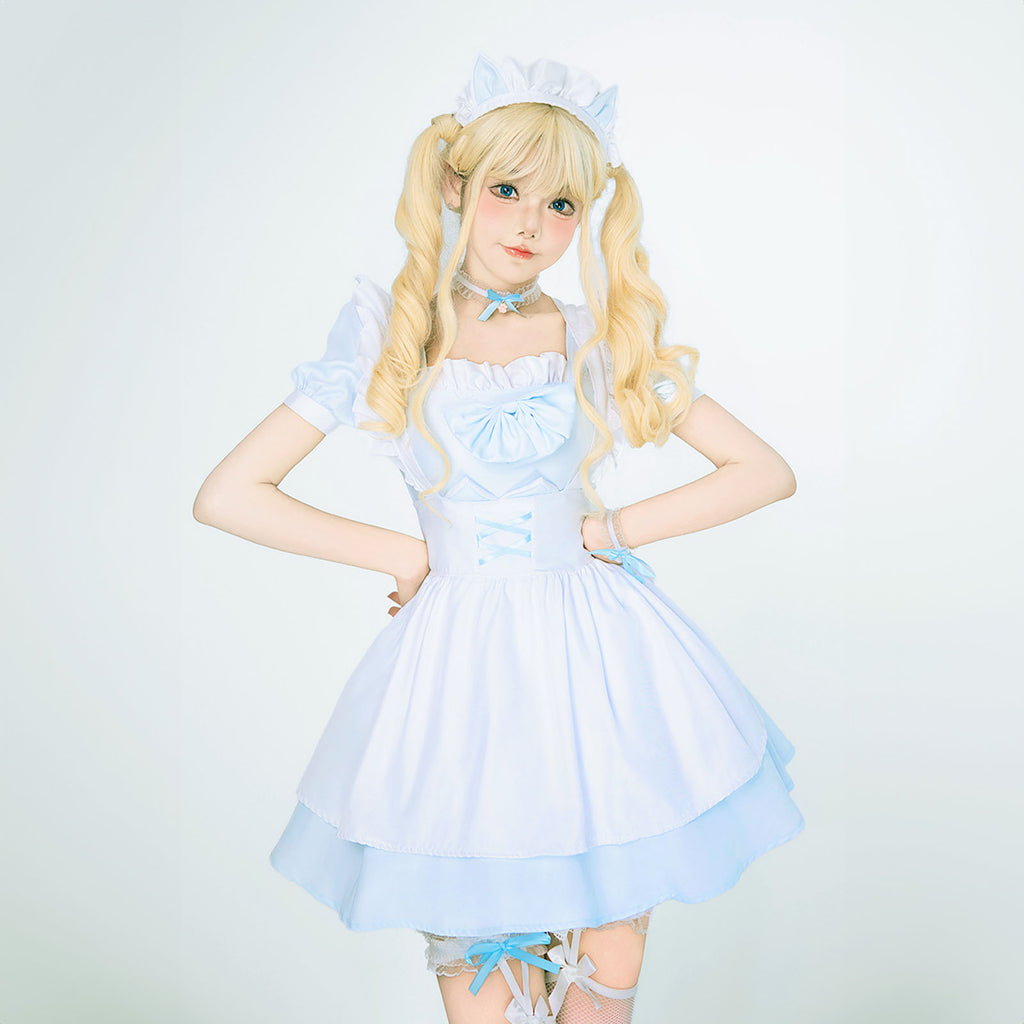ハロウィン コスプレ 仮装 レディース ロリータ メイド 半袖 水色