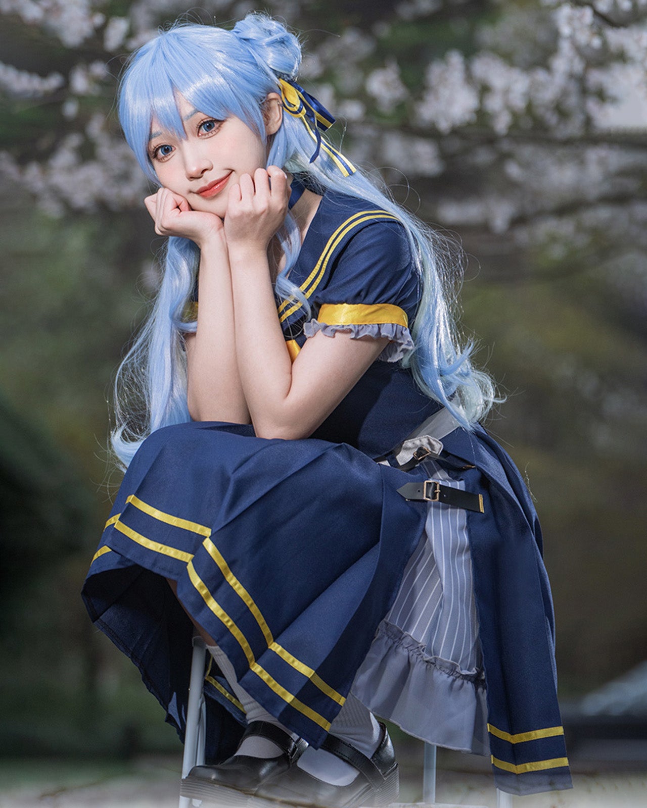 星街すいせい セーラー服 コスプレ 衣装　白　ネイビー