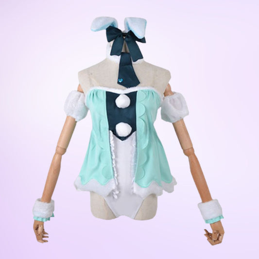 ウィッグ付き 初音ミク コスプレ ハロウィン バニーガール 白うさぎ