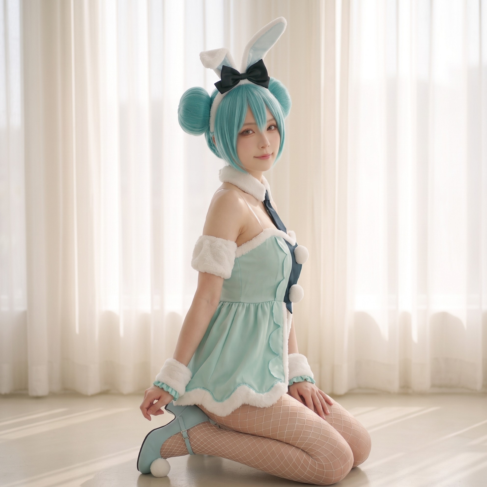 初音ミク バニーガール コスプレ Mサイズ 白　うさぎ　ハロウィンコスチューム