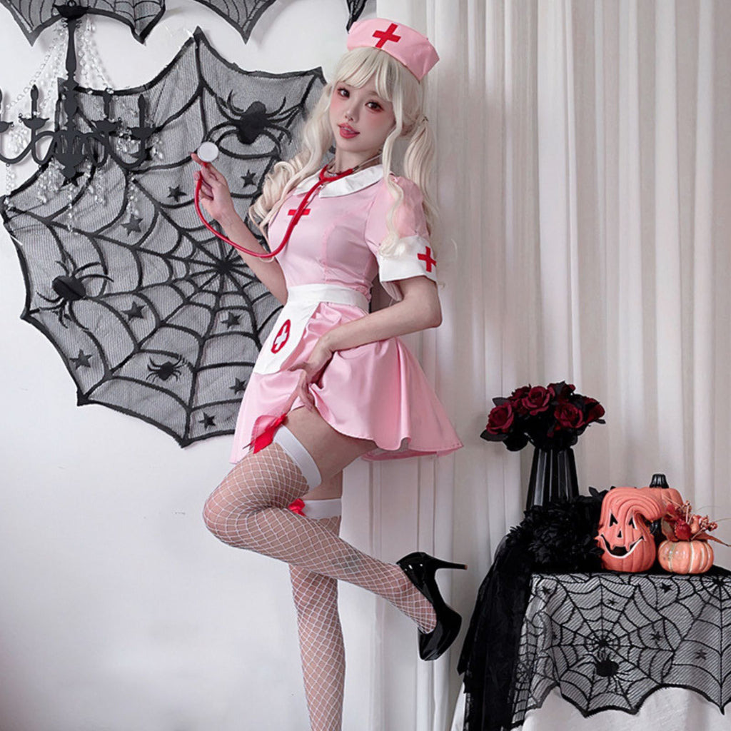 ナース コスプレ 衣装 ピンク ワンピース レディース ハロウィン 仮装