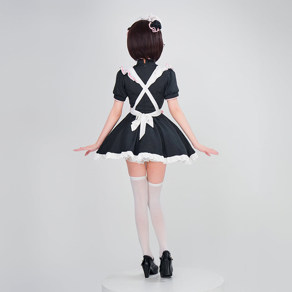 ミニ丈 チャイナドレス風 メイド服 コスプレ バックスタイル