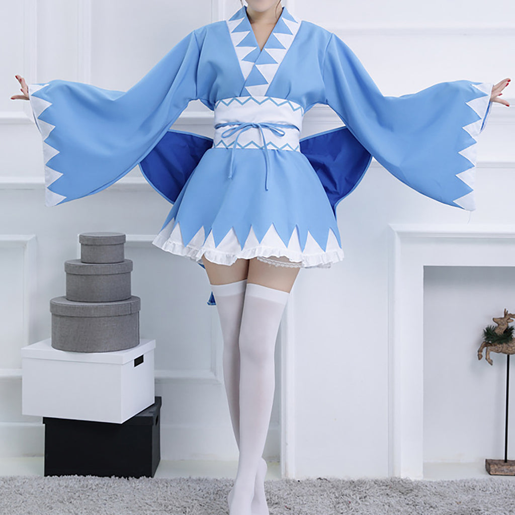 東方project 東方紅魔郷  チルノ 風 コスプレ 衣装  ウィッグ付き★  仮装 コスチューム