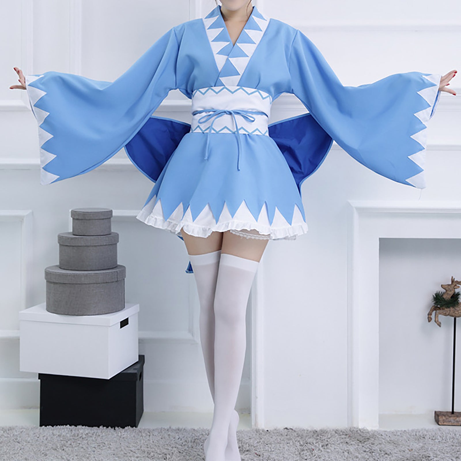 東方project 東方紅魔郷  チルノ 風 コスプレ 衣装  ウィッグ付き★  仮装 コスチューム