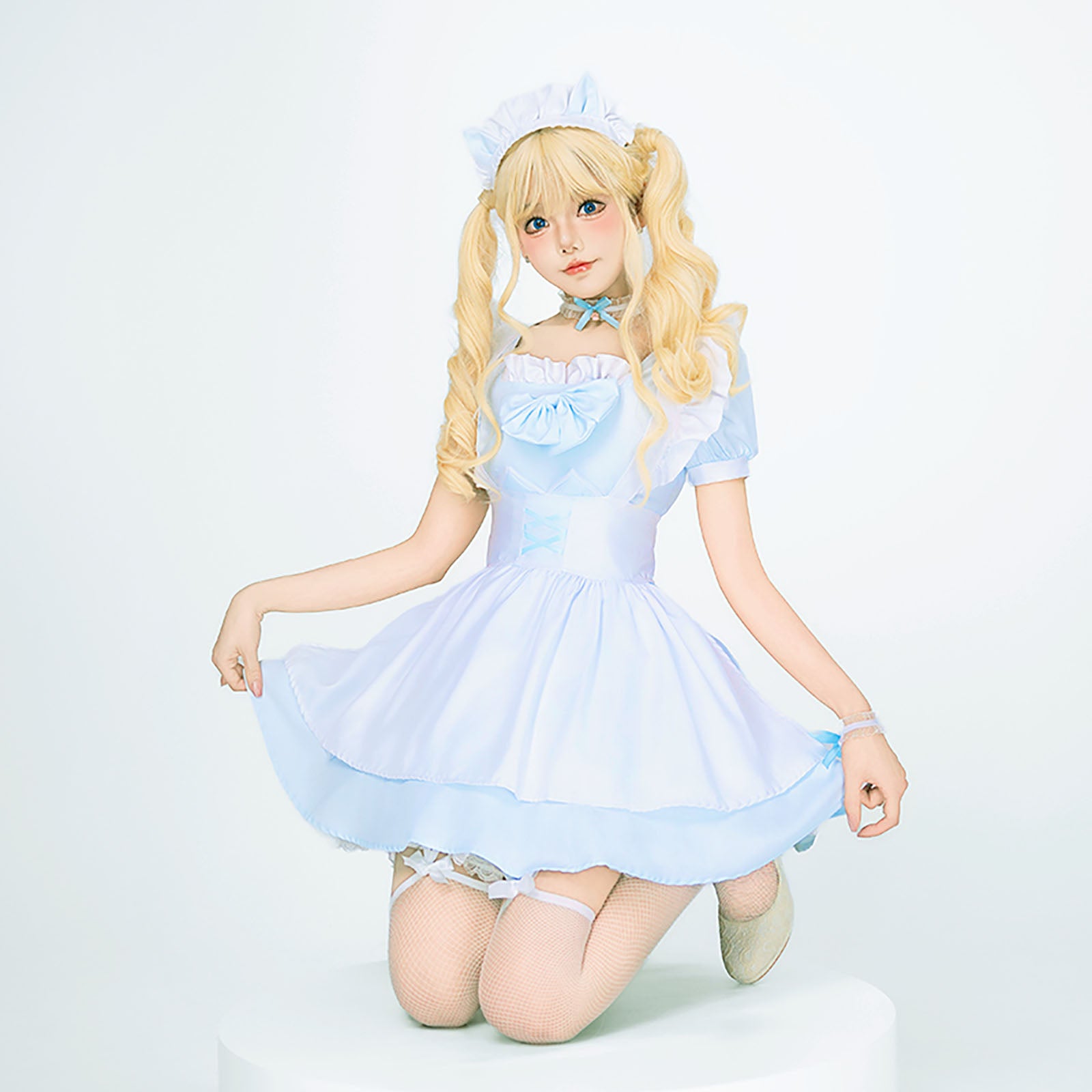 ハロウィン コスプレ 仮装 レディース ロリータ メイド 半袖 水色