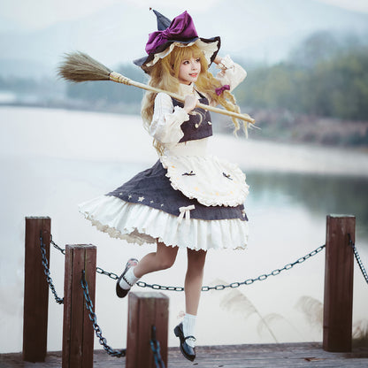 霧雨 魔理沙風 コスプレ ワンピース 衣装 ハロウィン レディース 魔女 大人用 即納 高品質
