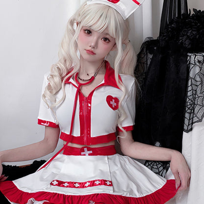 ハロウィン ナース コスプレ衣装 看護師 ホワイト 即納 (L)