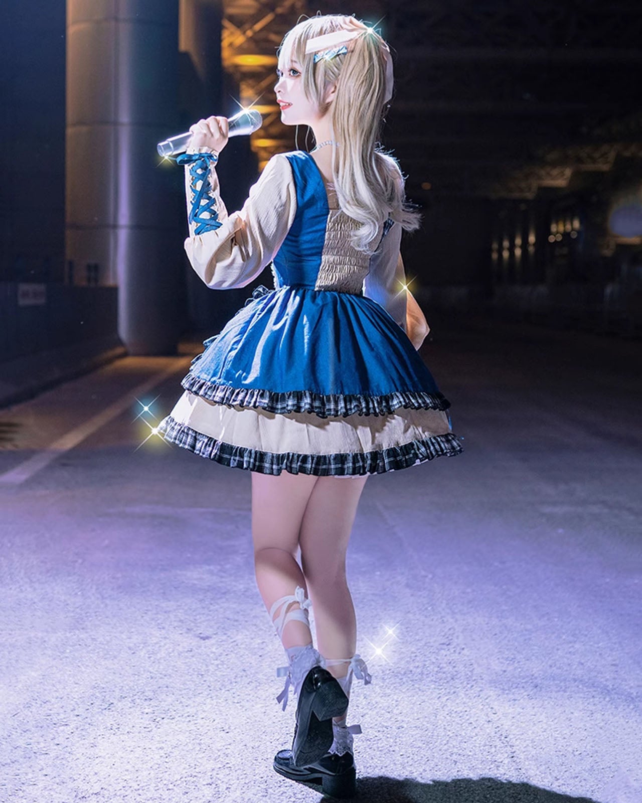 ロリータ ゴスロリ ワンピース レディース 長袖 ハロウィン チェック柄 アイドル　コスプレ　コスチューム　舞台　衣装